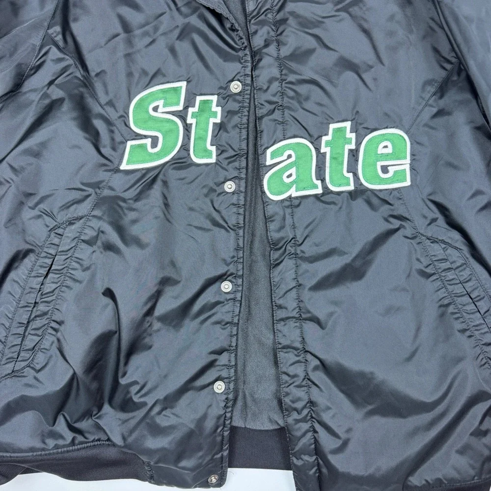 Adidas State Warmup Jacket Mens Small Black Green‎ Snap Windbreaker